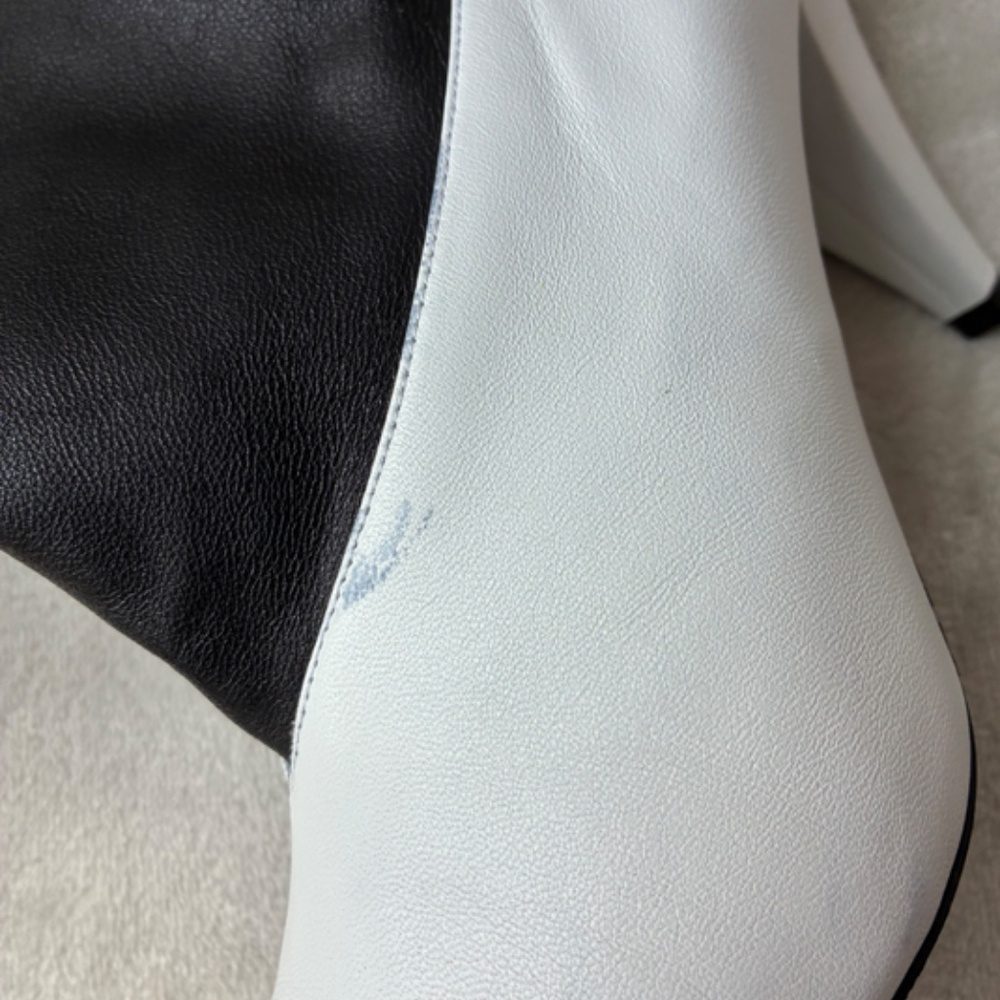 Super Soft Black & White Nappa Leather Fold Over Ankle Boots 39.5/9 -NWD - Picture 7 of 16